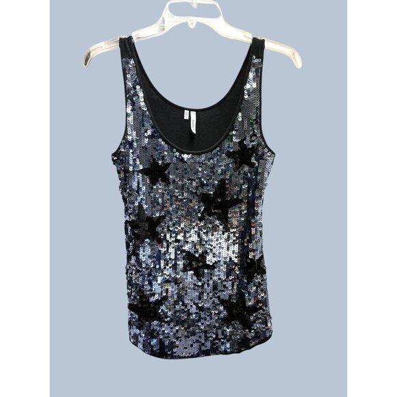 Studio Y Women's Black Sequin Star Tank Top - Picture 5 of 10
